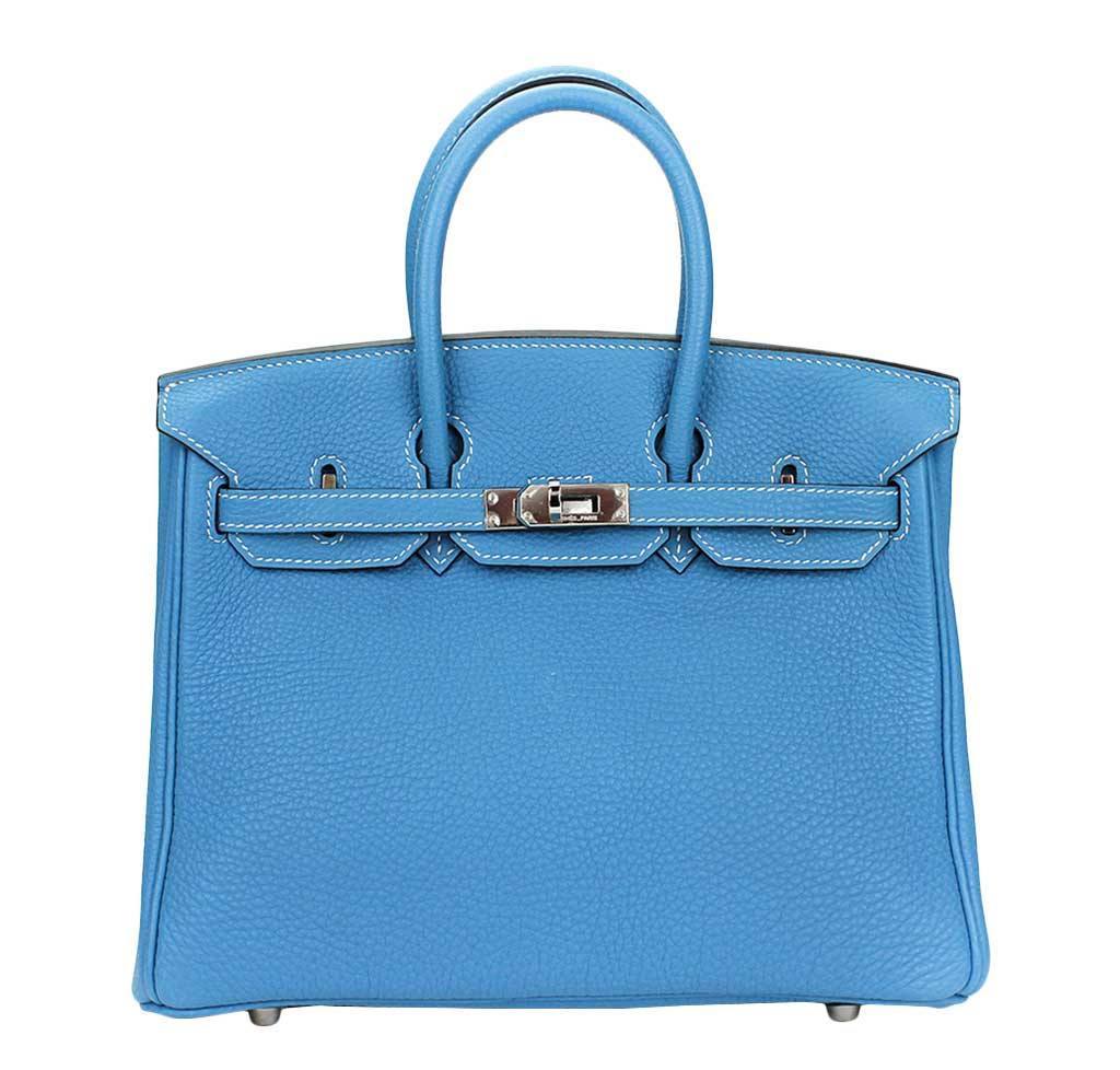 Hermes Birkin 25 Blue Jean Bag