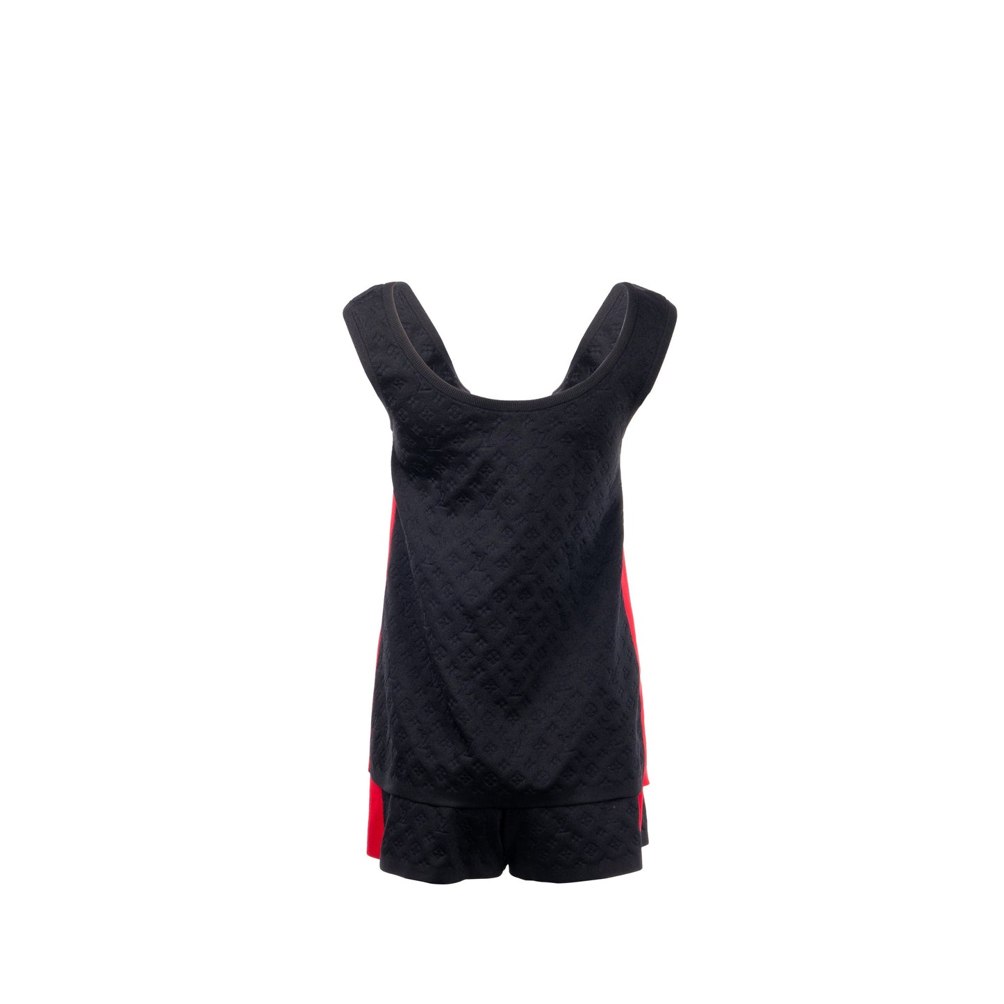 Louis Vuitton size XS Sporty Tank Top and shorts suit Embossed Monogram silk/polyamide black /red