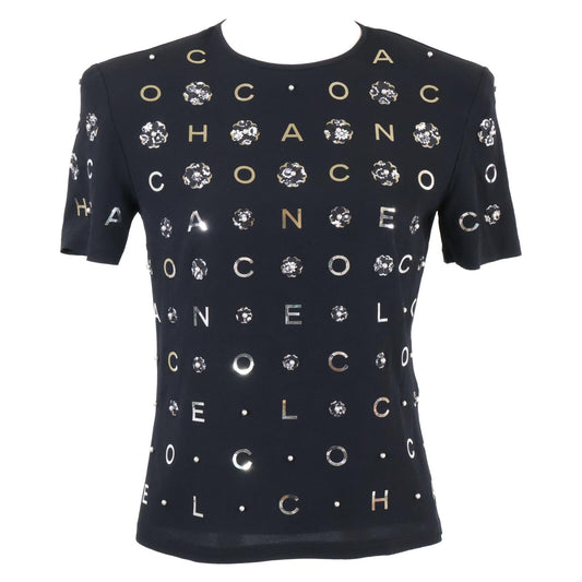 Chanel Camellia & Icon Pearl Silk T-shirt