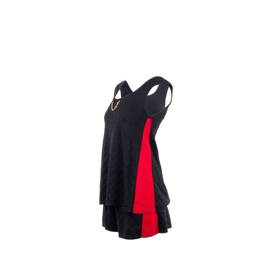 Louis Vuitton size XS Sporty Tank Top and shorts suit Embossed Monogram silk/polyamide black /red