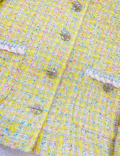 Chanel 24C Yellow Tweed Jacket size 38