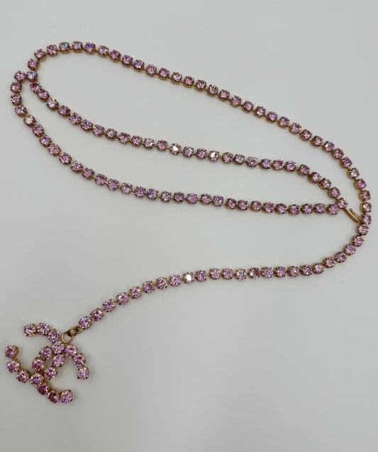 Chanel Vintage Barbie 1995P Baby Pink Iridescent Dangle Belt