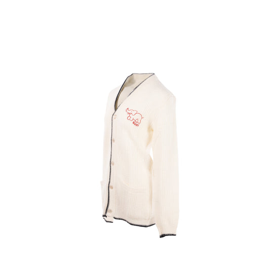 Gucci Size M Elephant Cardigan Wool White/Red