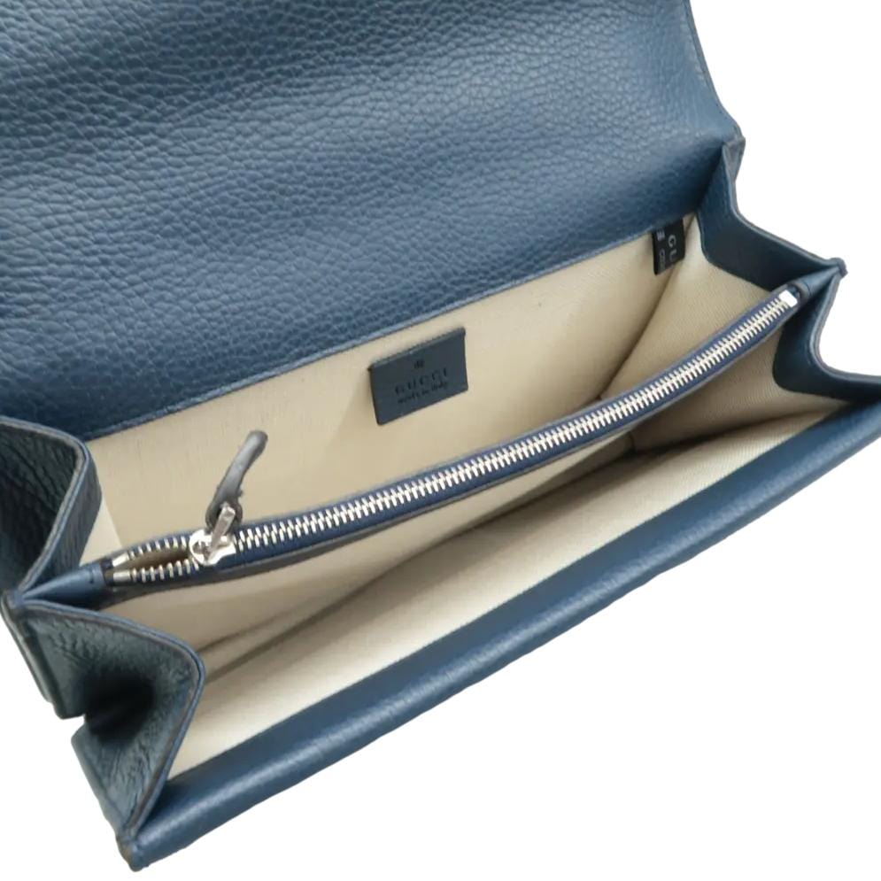 GUCCI Dionysus Medium Leather Shoulder Bag Navy Blue 400249