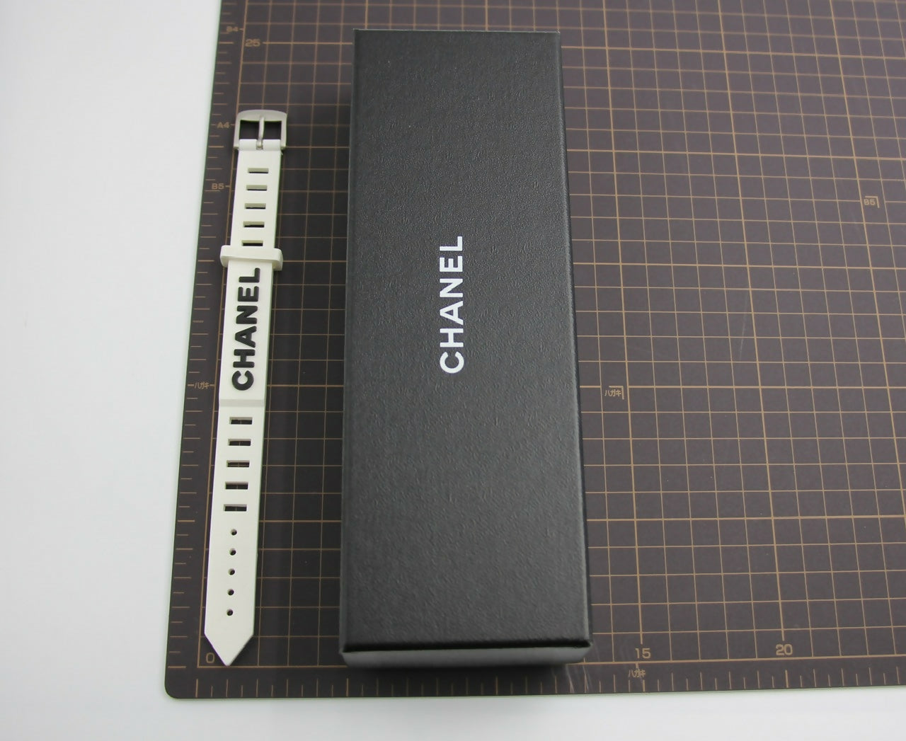 Chanel Vintage 99P Rubber Pink with Peach Wording Bracelet
