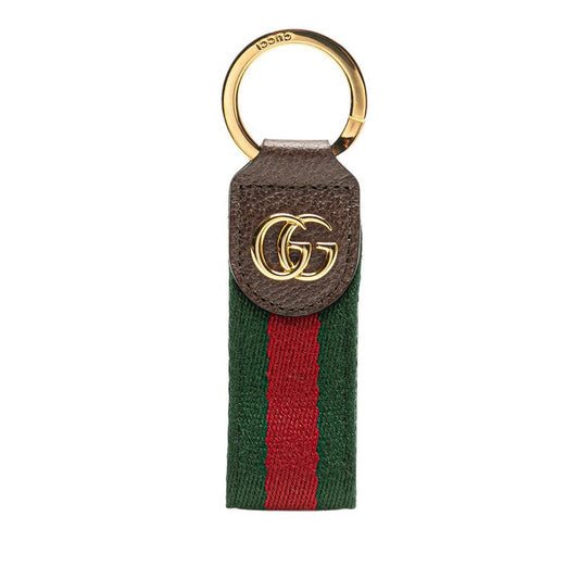 Gucci Ophidia Sheer Line Leather Canvas Keyring