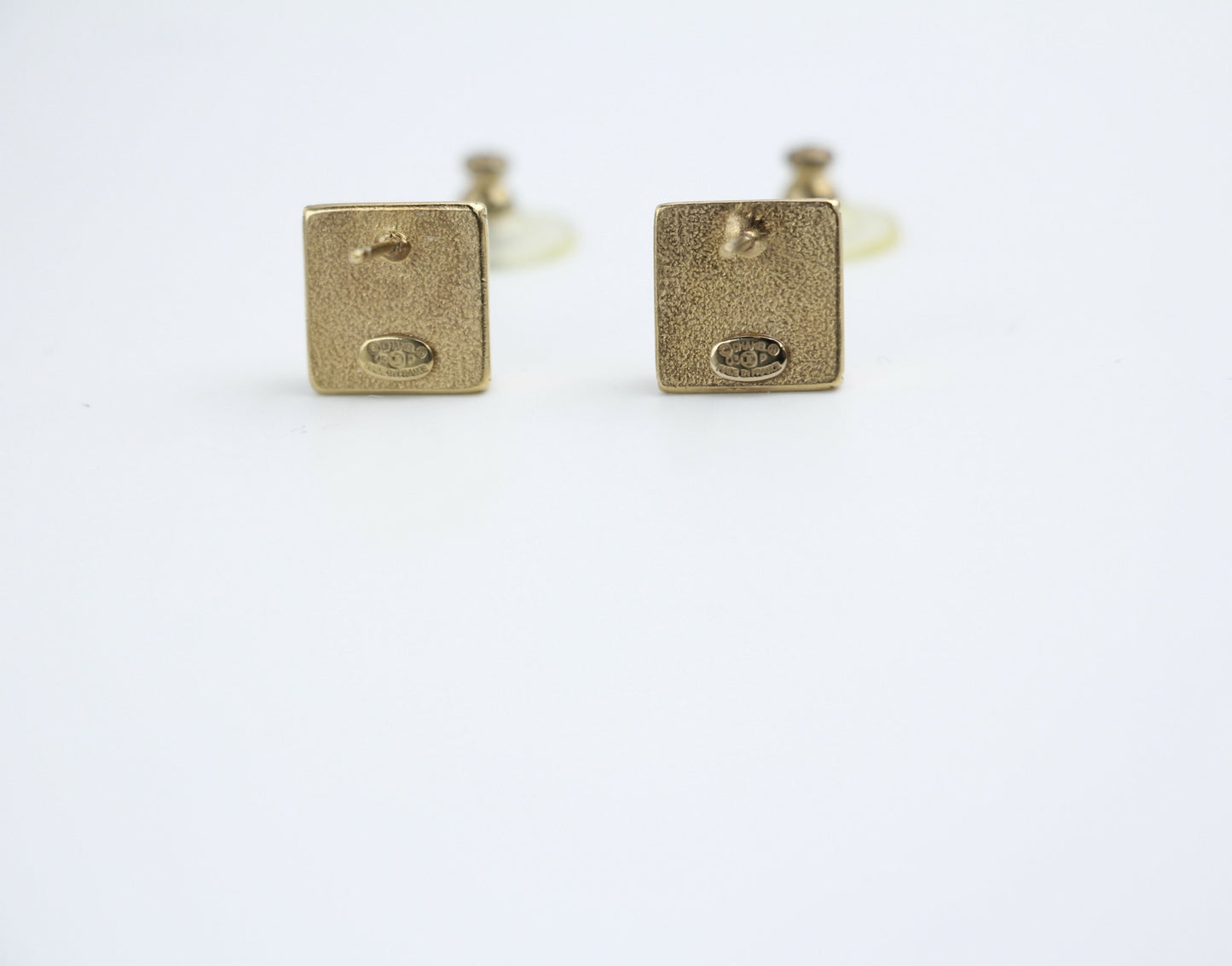 Chanel Vintage 03P Metal Square Black Stud Earrings