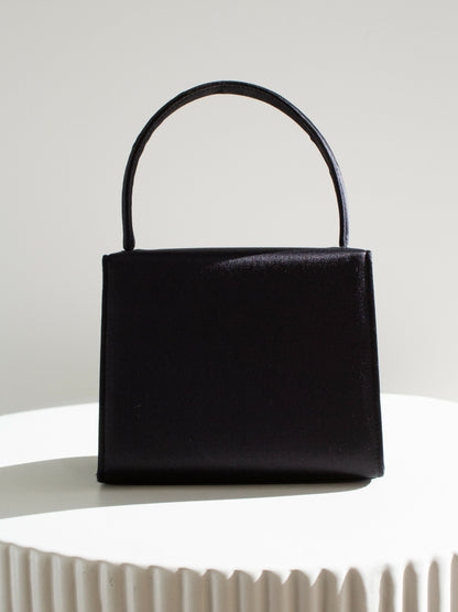 Chanel Vintage Kelly 1996 Black Satin 24K Gold Mini Evening Bag