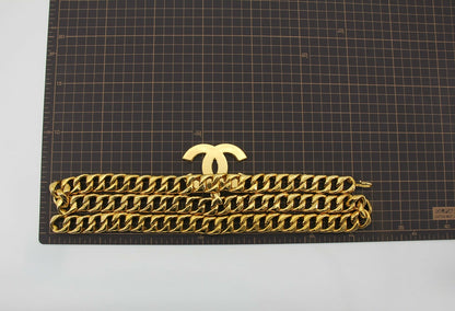 Chanel Vintage 93P Gold-plated Large CC Wave Rotating Lock Long Waist Chain