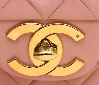 Chanel Vintage 90’s Barbie Pink Lambskin Maxi 24K Gold Hardware