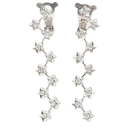Chanel 18K White Gold Comete Star Diamond Earrings