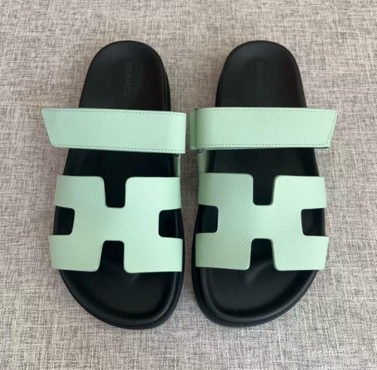 Hermès Vert D’eau Chypre Sandals