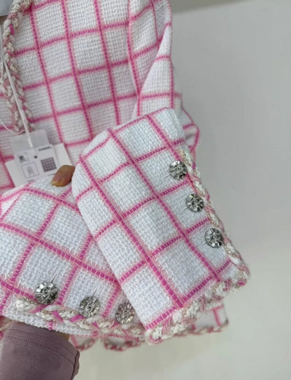 Chanel 23C pink and white jacket