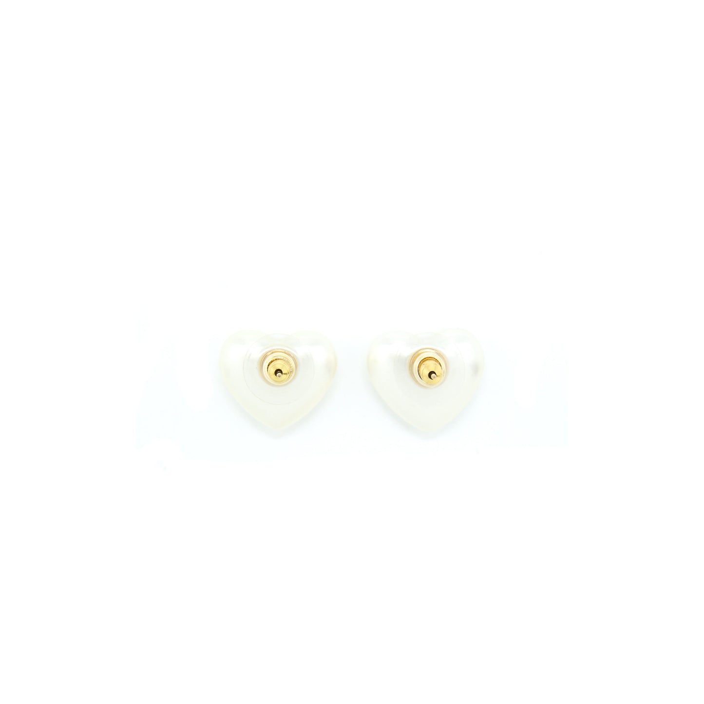 Chanel Heart Pearl Earrings With Crystals Light Gold