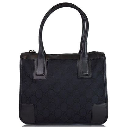 GUCCI Micro GG Top Handle Leather Tote Bag Black 000.0856