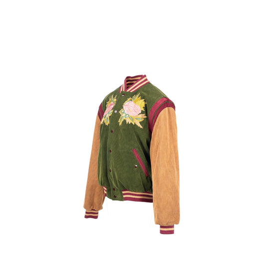 GUCCI Size 48 Embroidered Corduroy �Modern Future� Bomber Jacket Cotton Multicolour