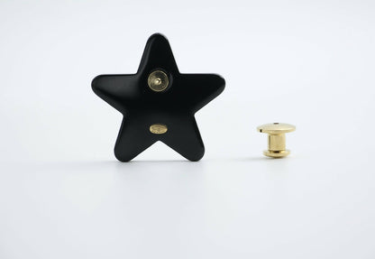 Chanel D21S Resin Black Gold Star Brooch