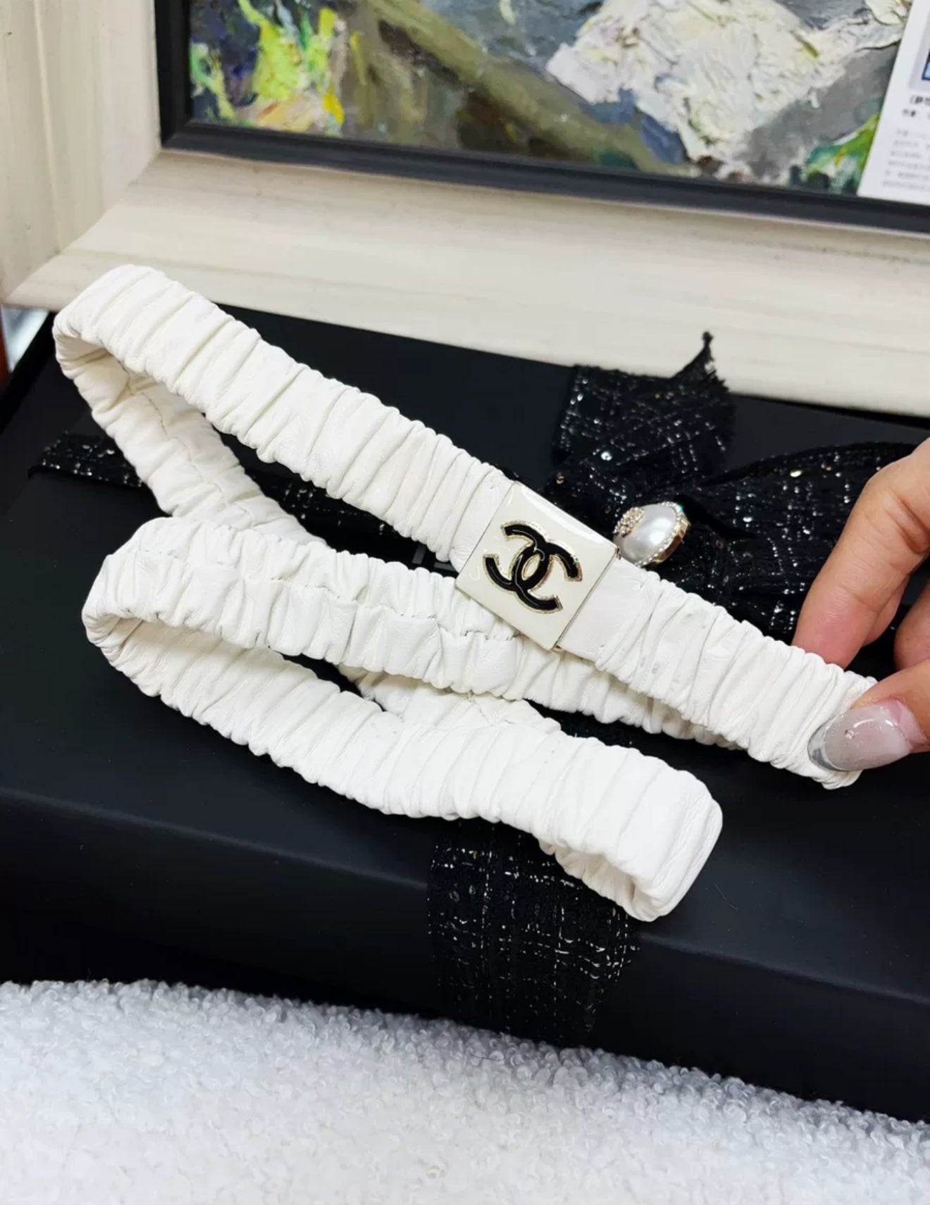 Chanel 22A CC White Belt