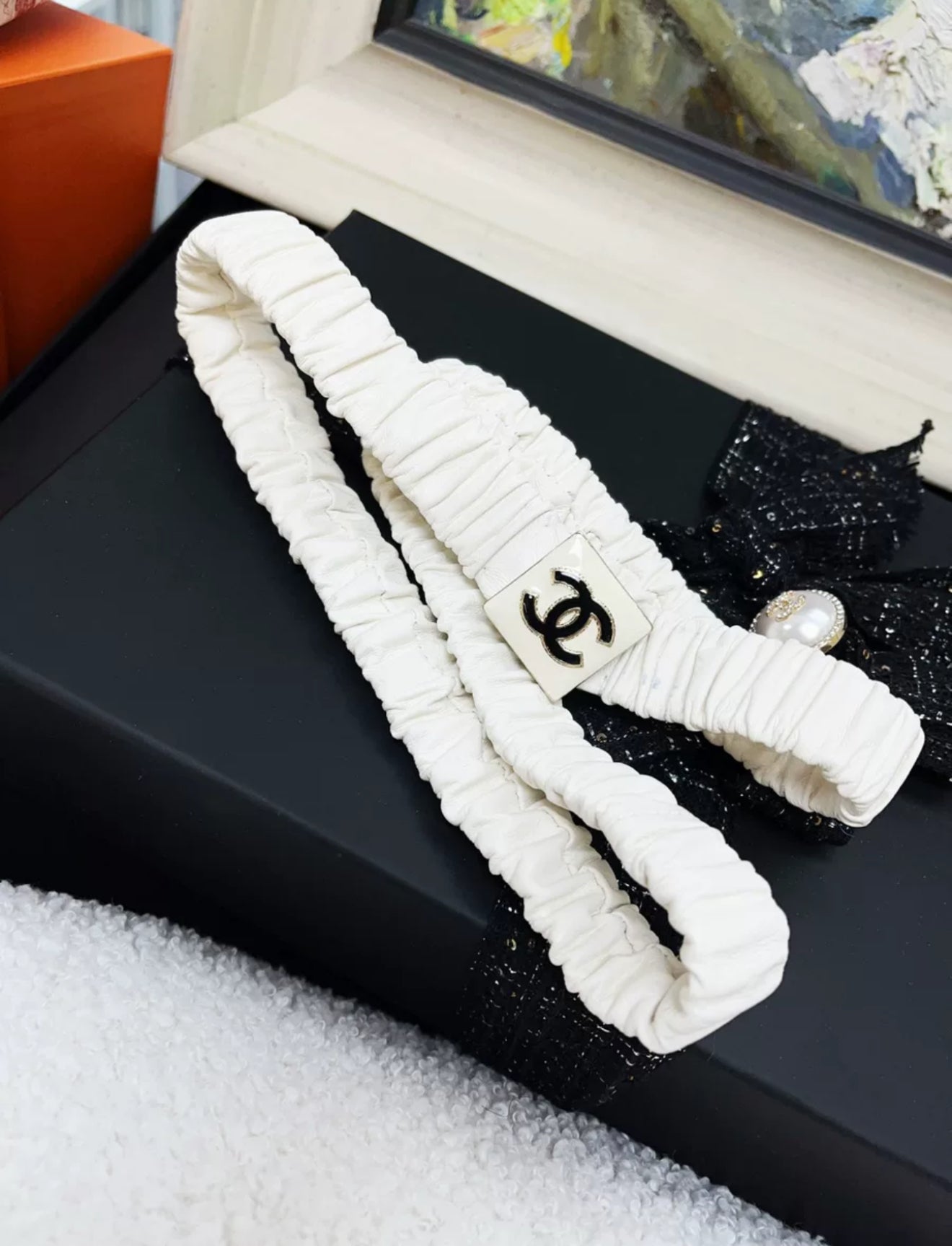 Chanel 22A CC White Belt