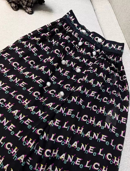 Chanel Black silk Skirt