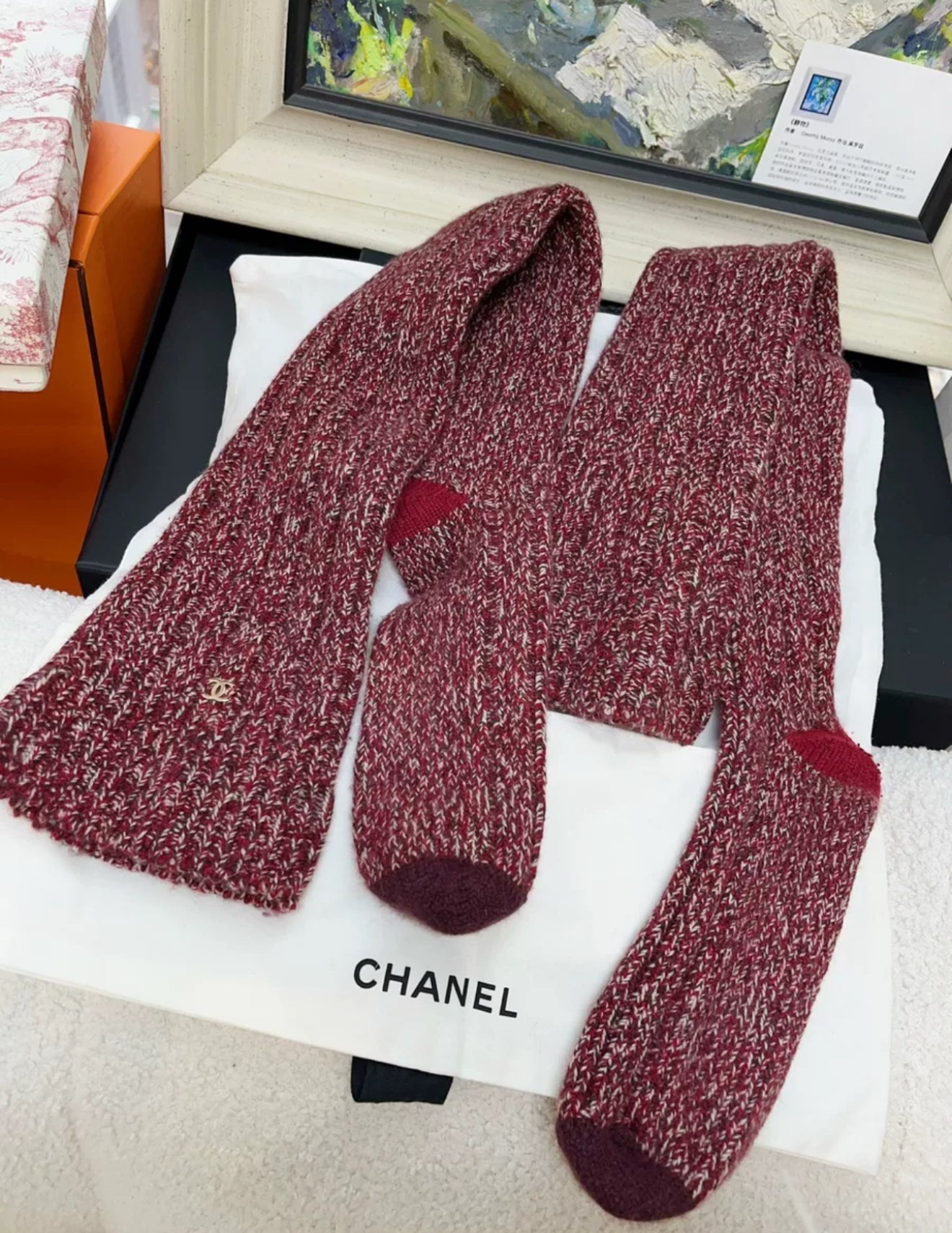 Chanel 22K brown and red mixed color stockings