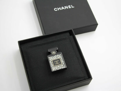 Chanel D18B Black Resin Bubble Perfume Bottle Brooch