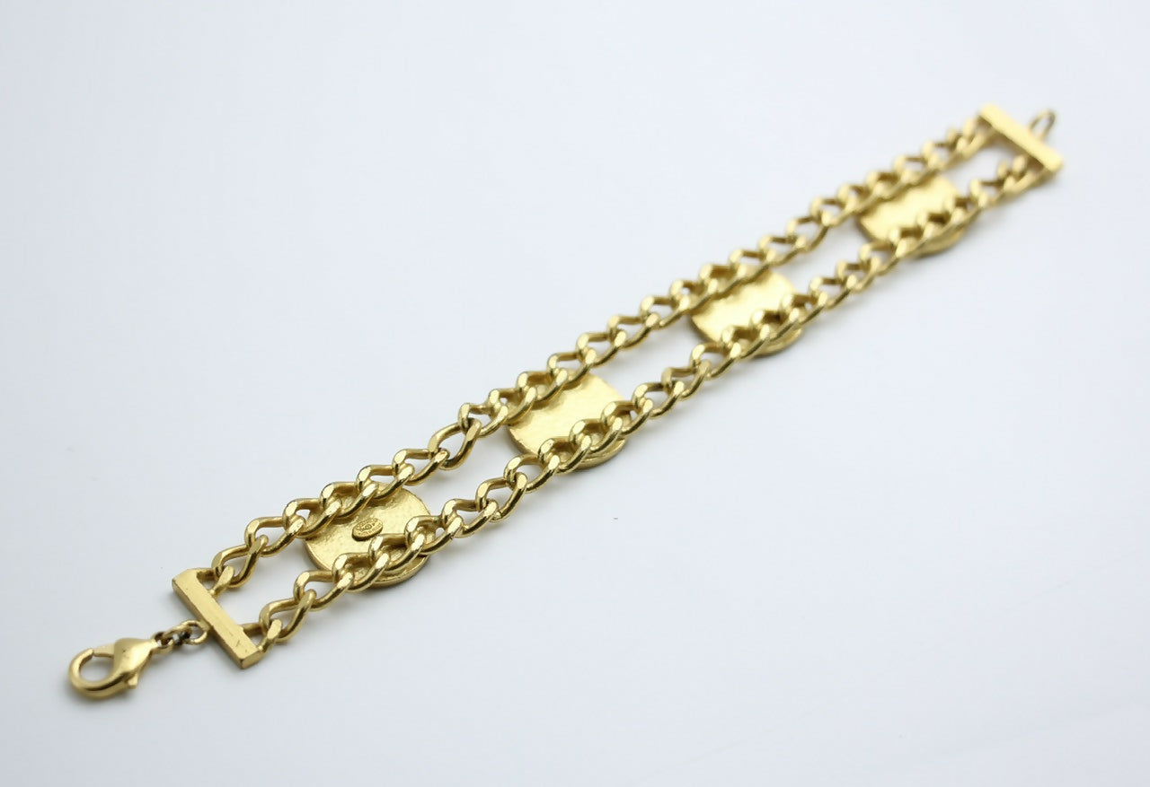 Chanel Vintage 01P Gold-plated & Enamel Star Heart Coin Bracelet