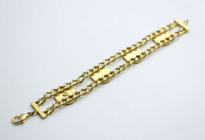 Chanel Vintage 01P Gold-plated & Enamel Star Heart Coin Bracelet