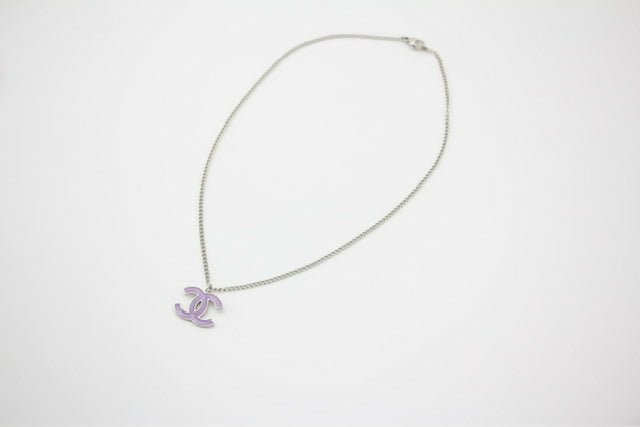 Chanel Vintage 04P Enamel Pink Purple CC Necklace