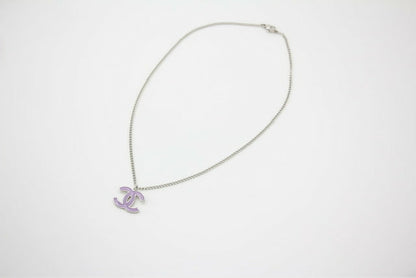 Chanel Vintage 04P Enamel Pink Purple CC Necklace