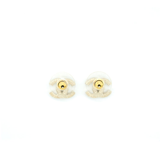 Chanel Mini Classic CC Logo Earrings Gold Tone