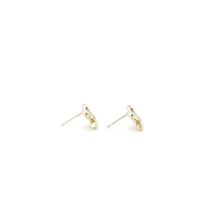 Chanel Mini Classic CC Logo Earrings Gold Tone