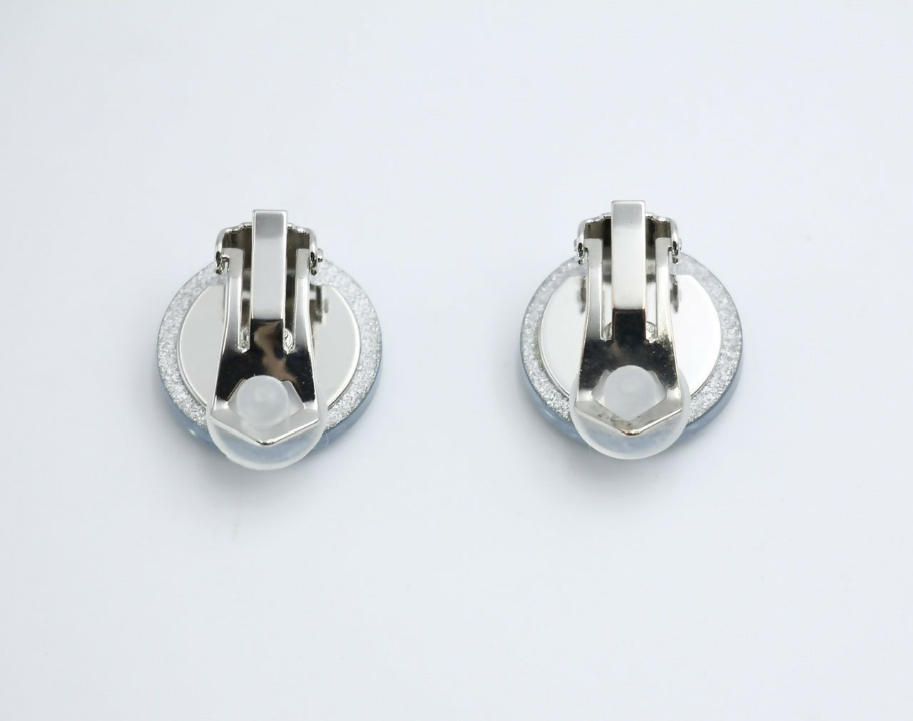 Chanel Vintage 00A Resin Light Blue Glitter Round Clip-on Earrings