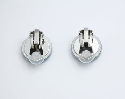 Chanel Vintage 00A Resin Light Blue Glitter Round Clip-on Earrings