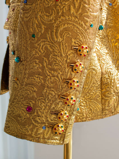 Museum Chanel Vintage F/W 1996 Gold Brocade Mughal Jeweled Gripoix 96A Jacket