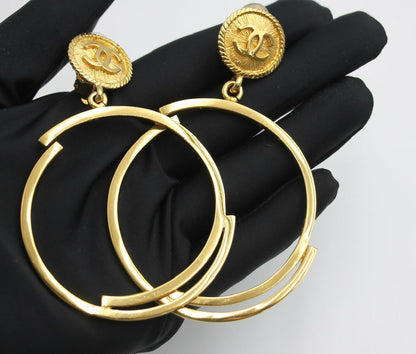 Chanel Vintage 1954-71 Gold-Plated Large Hoop Clip-on Earrings