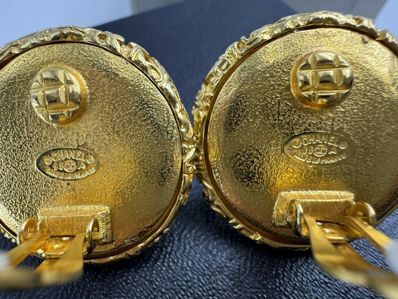 Chanel Vintage 93A Rare Lava Glass Mirror Clip-on Earrings