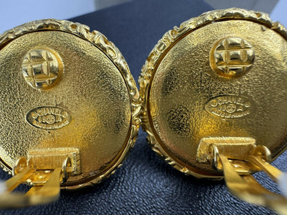 Chanel Vintage 93A Rare Lava Glass Mirror Clip-on Earrings