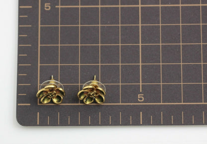 Chanel Vintage 03P Gold-plated Emerald Green and Red Flower Stud Earrings