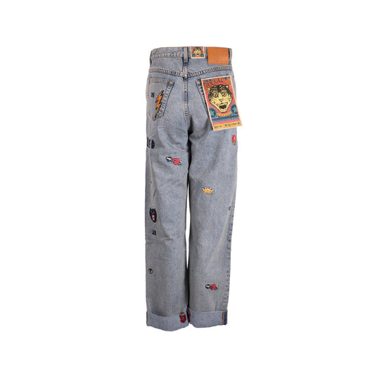 Gucci Size 26 Gucci Symbol Embroidered Denim Jeans Cotton Blue