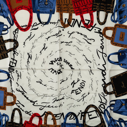 Fendi Handbag Motif Silk Scarf