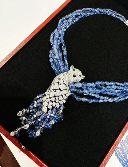 Cartier Panther Necklace with Sapphires and diamonds Reference: CRHP700831