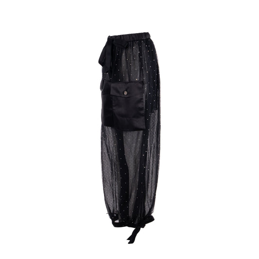 Chanel size 36 19C transparent pants polyamide/ silk black