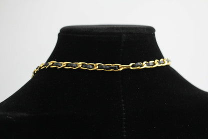 Chanel Vintage 96P Mrs Coco Gold-plated Leather Chain Necklace