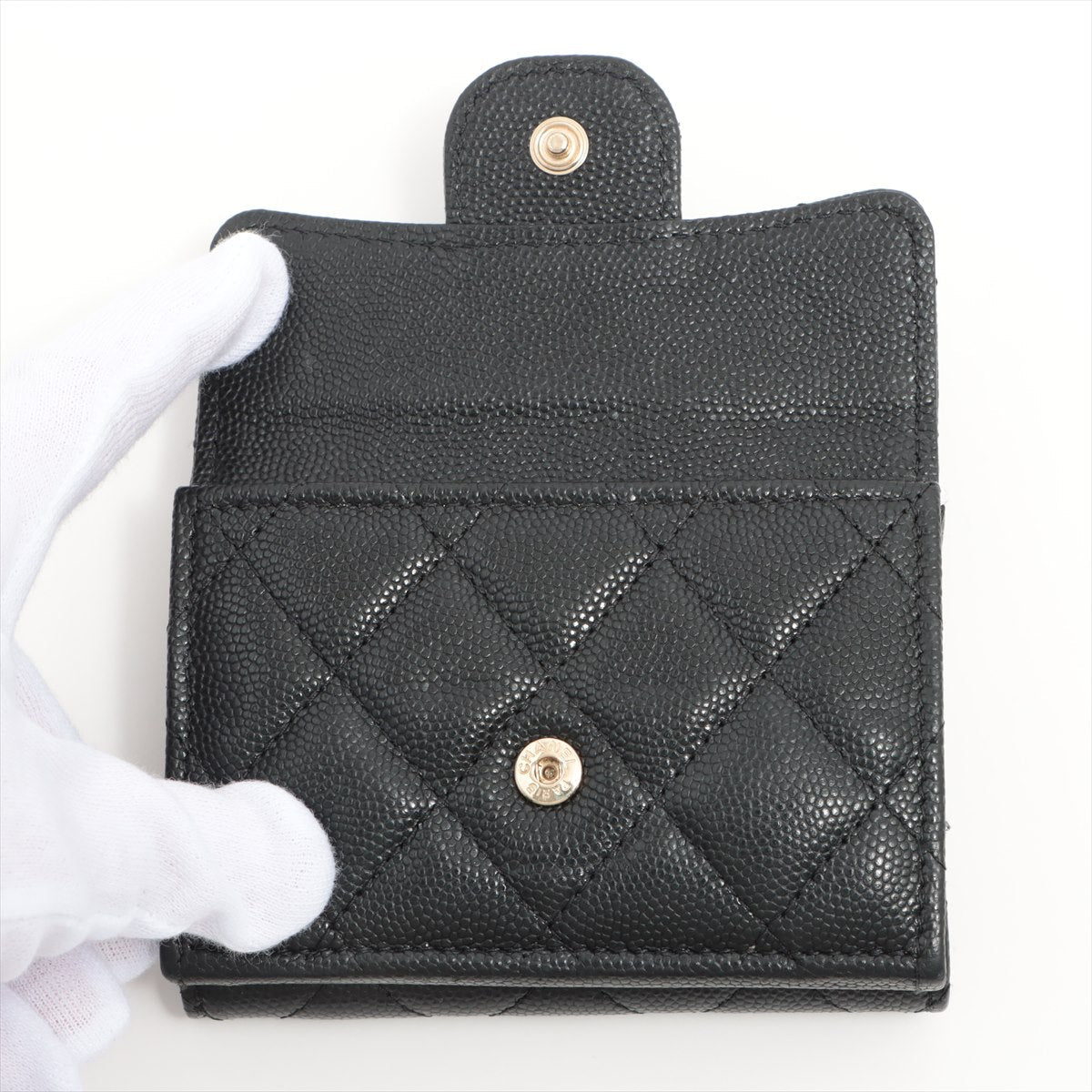 Chanel Caviarskin Compact Wallet Black