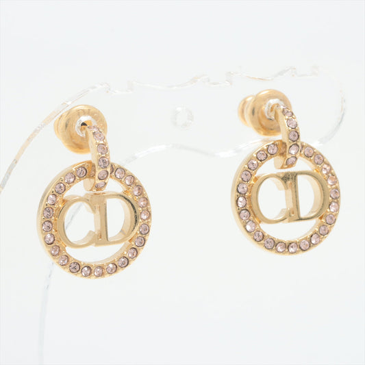 Dior Round CD Pink Rhinestone Earrings (Costume Jewellery)