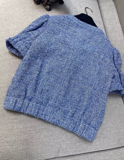 Chanel 24P Blue tweed cardigan