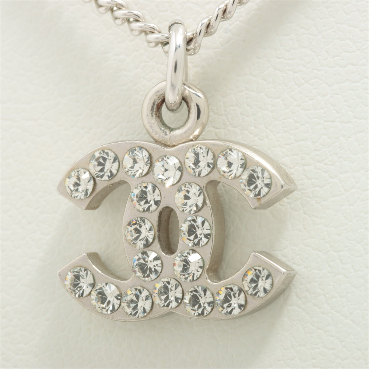 Chanel CC Silver Rhinestone Necklace (Costume Jewellery)