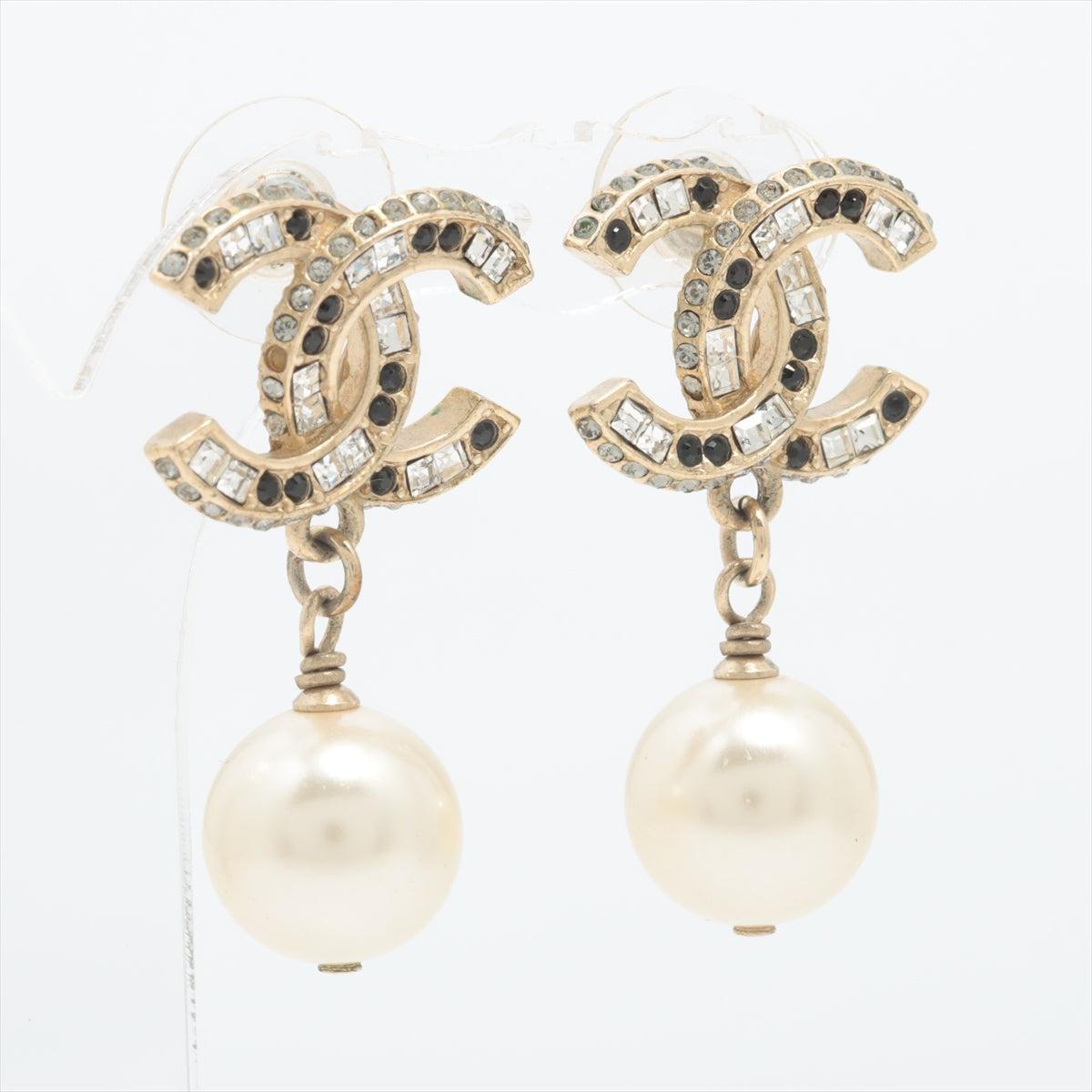 ITEM 21 - Chanel Large Coco Mark CC Piercing Earring Pearl and Diamontes