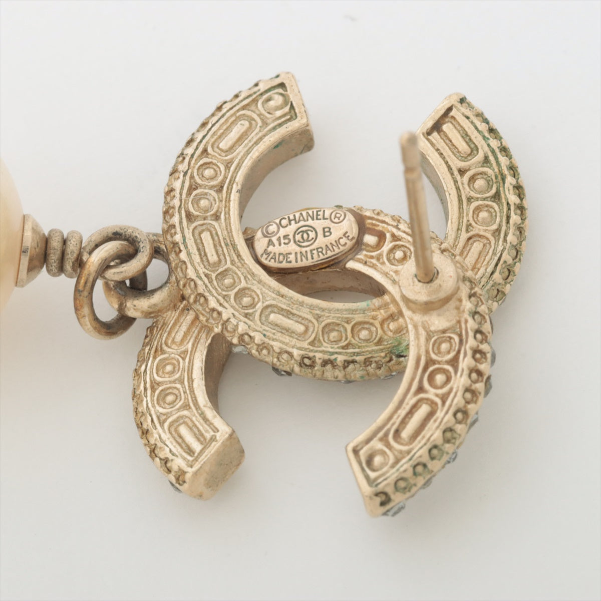 ITEM 21 - Chanel Large Coco Mark CC Piercing Earring Pearl and Diamontes